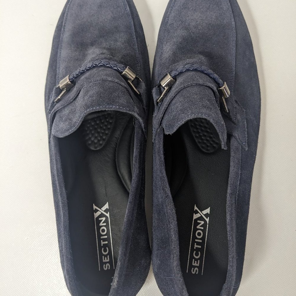 NEW- Men's Section X Shoes Slip-on 602SX0000 (Leather & Manmade) Navy - Picture 5 of 6